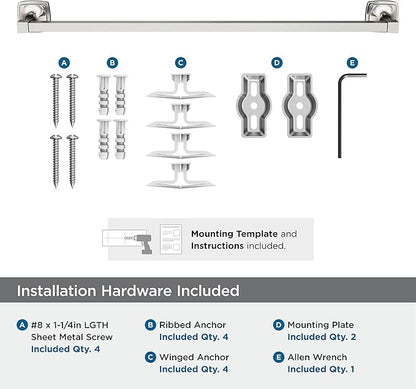 Amerock BH36094G10 | Brushed Nickel Towel Bar | 24 in (610 mm) Towel Rack | Stature | Bathroom Towel Holder | Bathroom Hardware | Bath Accessories