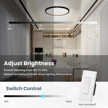 NIORSUN 12 inch Flush Mount LED Ceiling Light Fixture, 5CCT Adjustable Lights, Ultra Thin White Round Lamp, 24W Dimmable Light for Hallway, Kitchen, Bedroom, 1pack Black