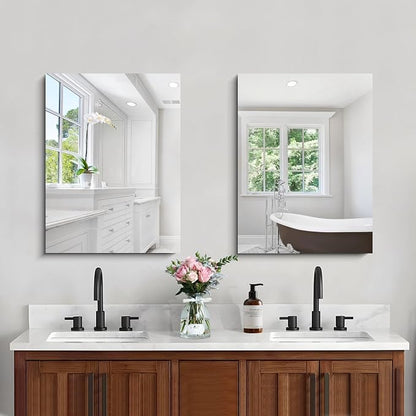 CILIBER Frameless Mirror, 18x24 Mirrors for Wall, Rectangle Bathroom Mirror for Over Sink, 18 inch Vanity Mirror with Polished Edge, 3mm Tempered Glass, Hangs Horizontally or Vertically