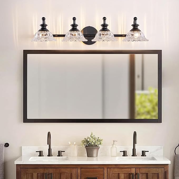 Black Bathroom 29.7" Vanity Light Farmhouse Vanity Lights Vanity Lighting Fixtures