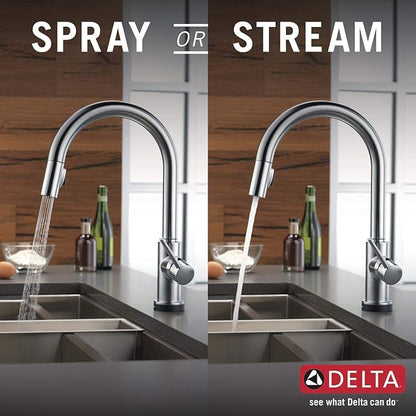 Delta Faucet Trinsic Touch Kitchen Faucet Brushed Nickel, Kitchen Faucets with Pull Down Sprayer, Kitchen Sink Faucet, Touch Faucet for Kitchen Sink, Touch2O Technology, Arctic Stainless 9159T-AR-DST