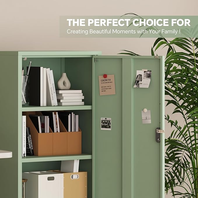 Metal Lokcer Cabinet (Green, 19.69" D x 15.75" W x 49.21" H)