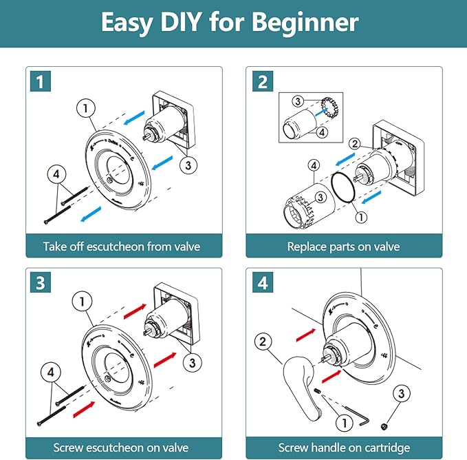 Shower Trim Kit Compatible with Delta 13/14 Series, Shower Cover Plate with Handle (Valve& Catridge Not Inclued) (Matte Black)