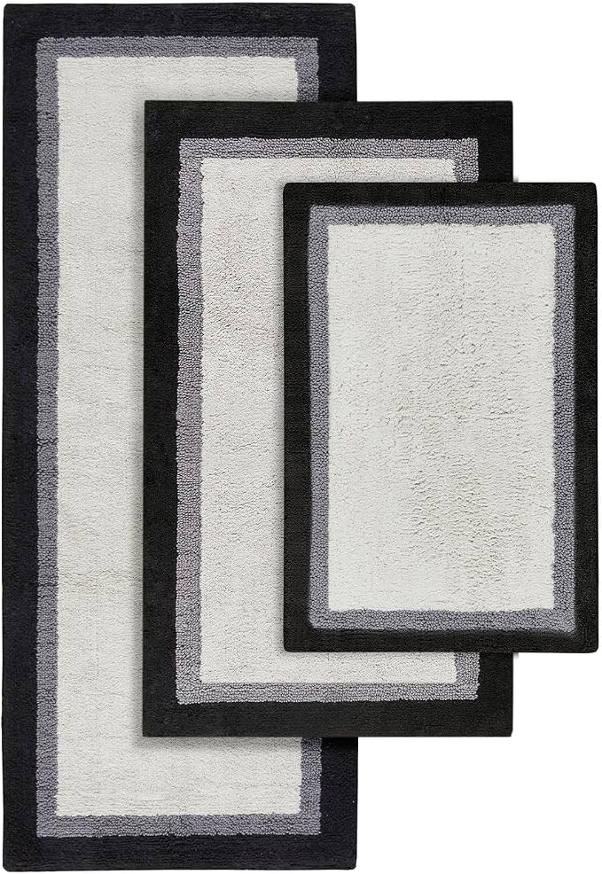 Madison Park Amherst Tufted Bath Rug Cotton Non-Slip, 20 x 30, Black | Quick Dry, Ultra Soft, Pile, Machine Washable, Absorbent, OEKO-TEX Certified