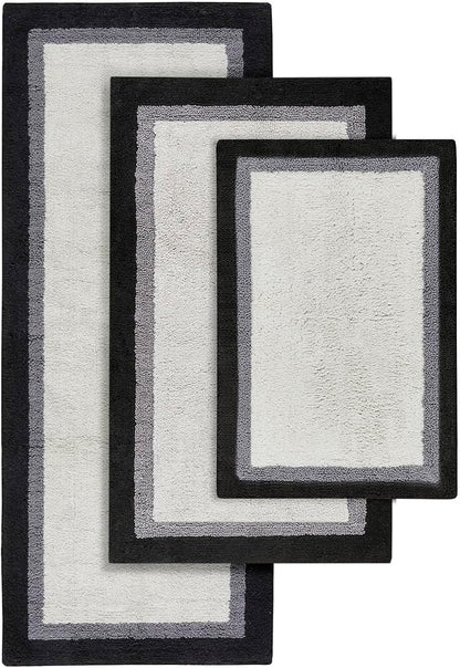 Madison Park Amherst Tufted Bath Rug Cotton Non-Slip, 20 x 30, Black | Quick Dry, Ultra Soft, Pile, Machine Washable, Absorbent, OEKO-TEX Certified