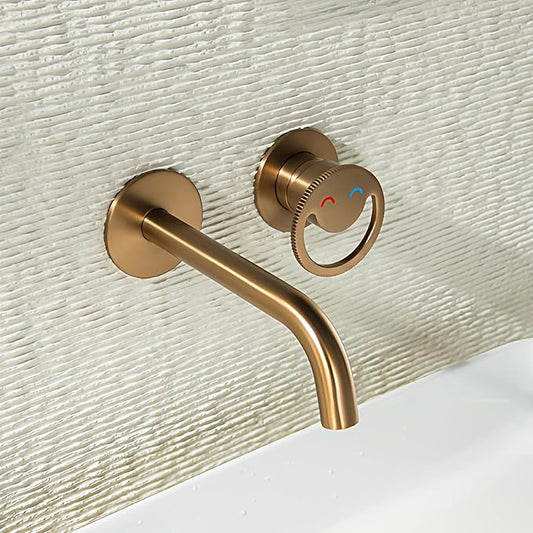 BiaoTeng Concealed Faucet for Bathroom Sink Wall Mount Hot and Cold Faucets for Bathroom Sinks Brass Brushed Rose Gold