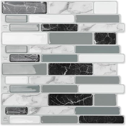 Art3d 12 x 12 Inch Vinyl Peel and Stick Backsplash, 10-Pack, Marble Grey | Waterproof, Lightweight, Self Adhesive, Easy to Install, No Residue, for Kitchen & Bedroom Decor, Ideal for Recently Moved