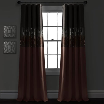 Lush Decor Night Sky 100% Blackout Window Curtain Panel Single 42"W x 84"L, Gray & Blush - Blackout Curtains For Bedroom - Sequin Curtains - Glam Decor