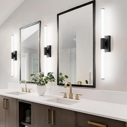 Ralbay 32inch Black Vanity Light for Bathroom Lighting Bar 28W Modern LED Vanity Lights Matte Black Bathroom Wall Mounted Light Fixtures Over Mirror(5500K White Light)