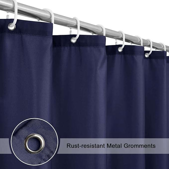 EurCross Blue Extra Long Fabric Shower Curtain Liner 72 x 84 inches Length,Water-Resistant Washable Lightweight Shower Curtain for Bathroom