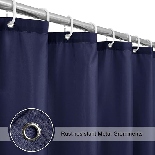 EurCross Blue Extra Long Fabric Shower Curtain Liner 72 x 84 inches Length,Water-Resistant Washable Lightweight Shower Curtain for Bathroom