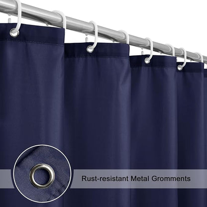 EurCross Navy Blue Shower Curtain, Water-Resistant Machine Washable Fabric Shower Curtain for Bathroom 72 x 72 inches
