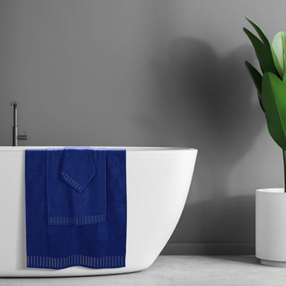 Ultra Soft 3 Pack Cotton Towel Set, Contains a Bath Towels 28x55 inch, a Hand Towels 16x24 inch & a Wash Coths 12x12 inch, Ideal Everyday use, Compact & Lightweight - Navy Blue