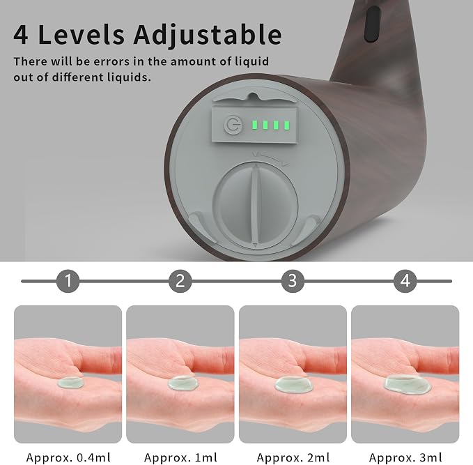 Automatic Liquid Soap Dispenser, 4-Level,13.5oz Touchless | Plastic,400ml Electric Battery Operated Hand & Dish Countertop Soap Dispensers with Sensor for Bathroom,Kitchen Sink