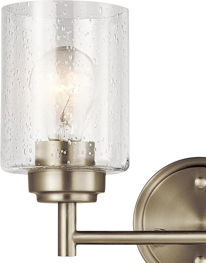 Kichler Winslow 12.75" Vanity Light in Brushed Nickel, 2-Light Transitional Bathroom Light with Clear Seeded Glass. (12.75" W x 9.25" H), 45885NI