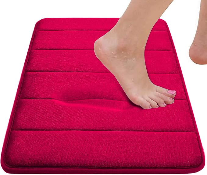 Christmas Bathroom Rugs Red Bath Mats for Bathroom Comfort Memory Foam Bath Rug Set 3 Piece Non-Slip Bath Mat Set,Absorbent Shaggy Toilet Rugs Perfect Plush Rug,Bathrom Carpets for,Tub,Shower