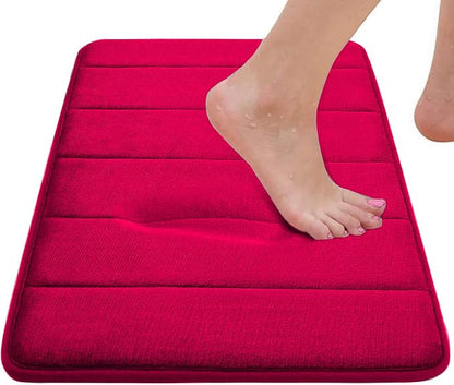 Christmas Bathroom Rugs Red Bath Mats for Bathroom Comfort Memory Foam Bath Rug Set 3 Piece Non-Slip Bath Mat Set,Absorbent Shaggy Toilet Rugs Perfect Plush Rug,Bathrom Carpets for,Tub,Shower