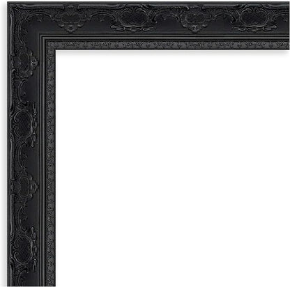 Amanti Art Black Bathroom Mirror for Over Sink, 28x40 Filigree Gloss Black Rectangle Vanity Mirror, Large Traditional Frame, Hangs Horizonally and Vertically, Bathroom Wall Decor, Beveled Edge