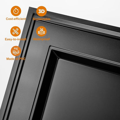 WOWSTAR 12-Pack 2x4ft Drop Ceiling Tiles, Waterproof Glue up Ceiling Panels, Modern Style 3D Wall Panels, Black | PVC ceiling panels, 2x4 ft, waterproof, glue-up install, basement kitchen bathroom, 12-pack