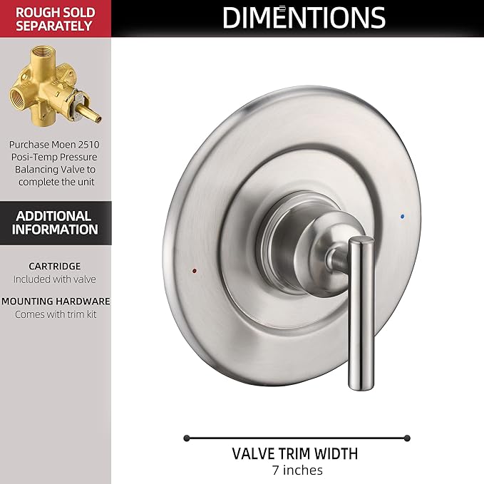 Tearel Shower Trim Kit for Moen T2901BN Brushed Nickel Shower Handle 2-Pack, Compatible with Moen Posi-Temp Valve Series, Solid Metal Construction, Repair Wobbly Handle or Bathroom Renovation