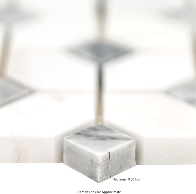 MSI Bianco Dolomite Dotty Polished Marble Mesh-Mounted Mosaic Tile for Kitchen Backsplash, Bathroom Wall, Accent Wall, and Shower