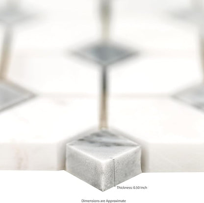 MSI Bianco Dolomite Dotty Polished Marble Mesh-Mounted Mosaic Tile for Kitchen Backsplash, Bathroom Wall, Accent Wall, and Shower