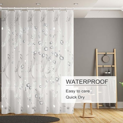 Blue Shower Curtain Liner, 4G PEVA Shower Liner, Plastic Peva Waterproof Shower Curtains, 72x72 inch with Grommet Holes 3 Magnetic Weights