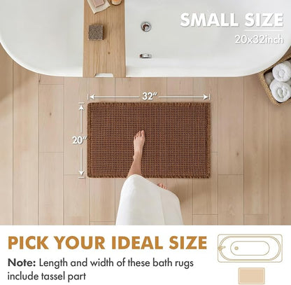 MIULEE Set of 2 Waffle Bathroom Rugs Boho Bath Mat Caramel 20x32 Inch | Non Slip, Super Absorbent, Washable, Ultra Soft, Rubber Backed Bath Rugs for Bathroom Floor Tub Shower