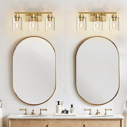 Bathroom Vanity Light Over Mirror,Bathroom Light Fixture Wall Sconce Lighting for Bedroom,Living Room (Gold, 3-Light)