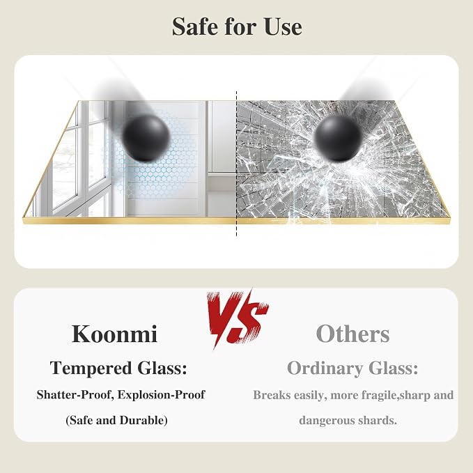 Koonmi Gold Rectangle Wall Mirror, 20x30 Inch Bathroom Mirror, Aluminum Frame Vanity Mirror for Entryway, Living Room, Bedroom Bathroom, Hangs Horizontally or Vertically