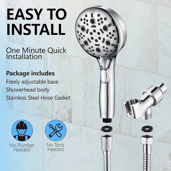Shower Head with Handheld, 9-Setting High Pressure Shower head with handhelds, Built-in Handheld Power Spray, 79in Extra Long Stainless Steel Hose & Shower Head Holder–Lower Mounting
