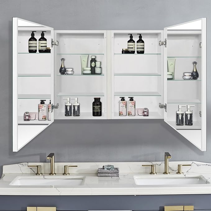 Mirror Cabinet, Simple&Beautiful, Large Storage Space, Matte White for Bathroom Vanity (CS5001-3226)