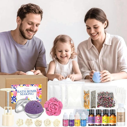 Bath Bomb Making Kit- DIY Bath Bomb Set for Kids Adults, Make Your Own Spa Kit, Shower Craft Kits with Bath Bomb Molds, Press, Spa Craft Kits, Bath Bombs Making Supplies Gifts for Girls Women