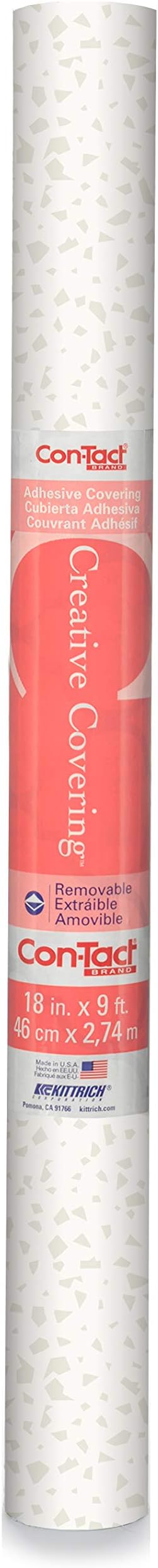 Con-Tact Brand Creative Covering, Self-Adhesive Shelf Liner, Multi-Purpose Vinyl Drawer Liner, Easy to Use and Apply, 18'' x 9', Faded Terrazzo Bone