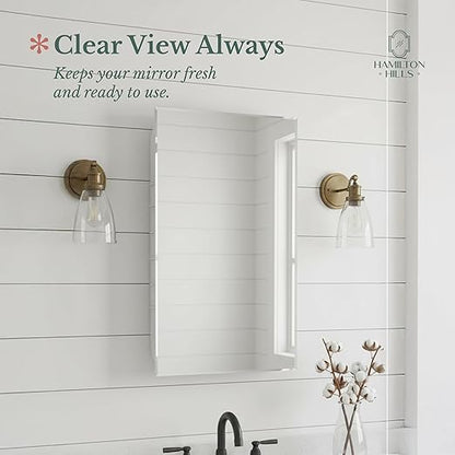 Hamilton Hills 16x26 Inch White Recessed Bathroom Medicine Cabinet with Mirror - Beveled Bathroom Cabinet Organizer with Shelves - Farmhouse Wall Mounted Hanging Medicine Mirror Unit
