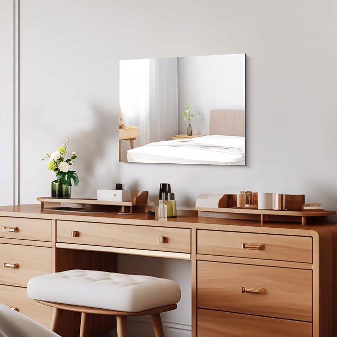 CILIBER Frameless Mirror 16"x20", Rectangle Bathroom Mirror, Shatterproof Vanity Mirrors Polished Edge, Unframed Mirrors for Wall Hangs Horizontally or Vertically for Home Gym Bedroom Living Room