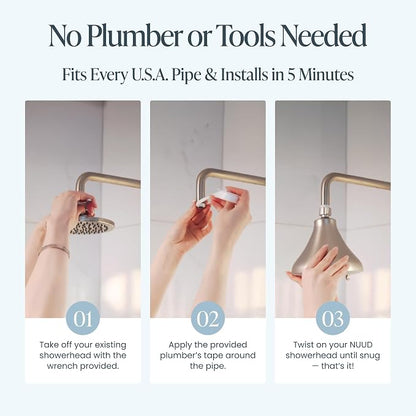 NUUD Filtered Shower Head | Removes Chlorine for Healthier Hair & Skin | Removes Chlorine, Heavy Metals & Contaminants for a Healthier Scalp, Skin & Hair | High Pressure Shower Head Filter - Black