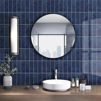Tilingview 30 PCS Peel and Stick Backsplash Tile for Kitchen/Bathroom/Living Room, 3"x 9" Self-Adhesive Subway Tile for Backsplash, Imitation Glazed Tiles/Handmade Tiles (Glossy Navy Blue)