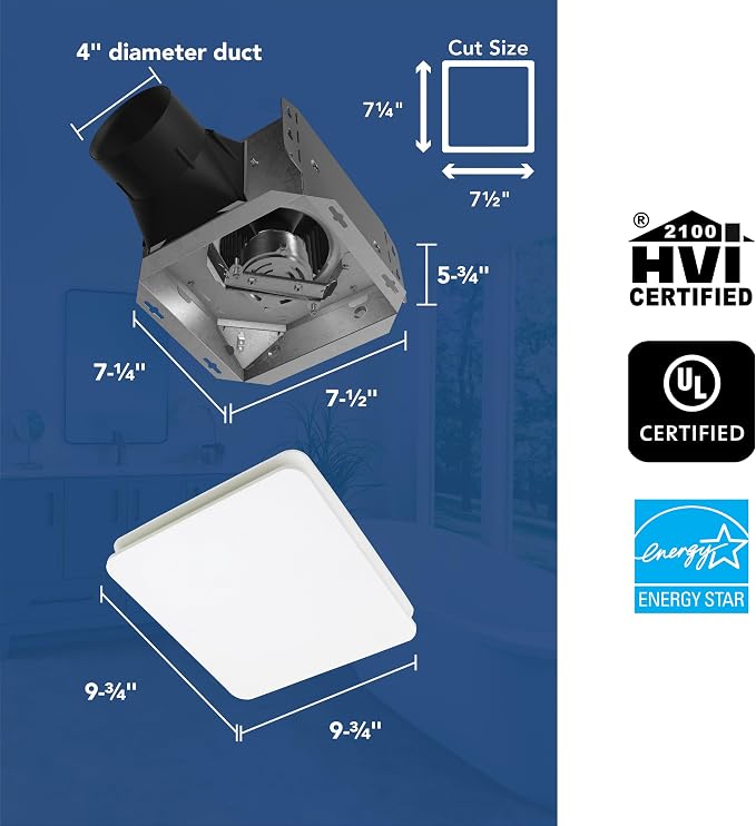 Broan-NuTone® Roomside Series Humidity Sensing Bathroom Exhaust Fan, 80 CFM, ENERGY STAR®