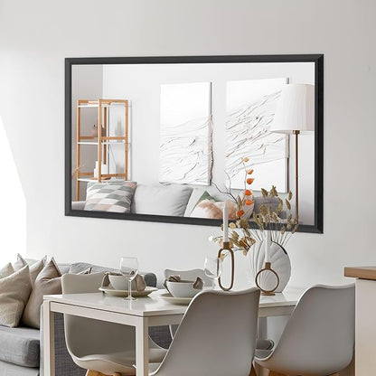 Black Bathroom Mirror, 72x36 Inch | Thick Metal Framed, HD Reflection, Anti-Rust, Hang Horizontally/Vertically, Suitable for Vanity, Bedroom, Bathroom, Entryway