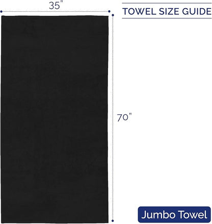 Elegant Comfort Premium Turkish Cotton 1 Piece Jumbo Bath Towel - 35 x 70 inch, Luxurious Hotel Spa Quality 100% Turkish Cotton Large Bath Towel - Highly Absorbent - Soft Bathroom Towel, Black