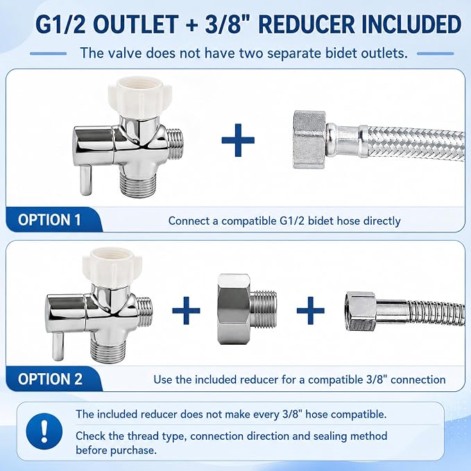 Bidet T Adapter with Shut off Valve,Solid Brass T Valve for Bidet Toilet 7/8” X 7/8” X 1/2”or 3/8”,Tee Connector Bidet Attachment for Toilet