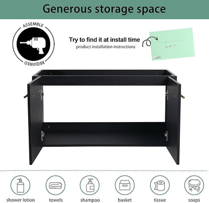 36 Inch Floating Bathroom Vanity,36" Bathroom Vanity Cabinet,Modern Vanity Without Sink,Black Wall Mounted Cabinet(Sink Basin Not Included)
