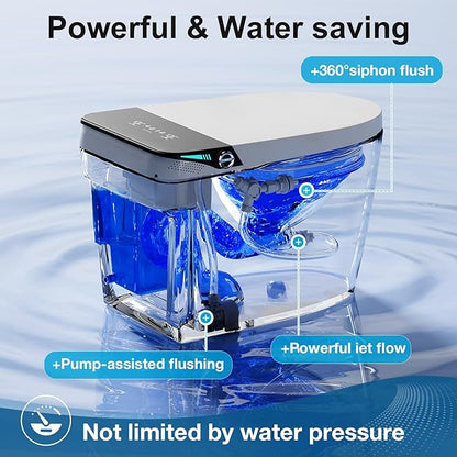 Smart Bidet Toilet, One Piece Elongated Heated Toilet with Auto Open Close,Auto Flush,Foot Sensor,Warm Water Wash,Air Dryer,Self-Cleaning Nozzle,ADA Compliant Height, Tankless Modern Bathroom Toilet