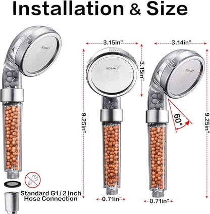 NOSAME Shower Head, Filter Filtration High Pressure Water Saving 3 Mode Function Spray Handheld Showerheads for Dry Skin & Hair | Handheld Showerheads, Filter Filtration High Pressure Water Saving 3 Mode Function Spray Shower Head for Dry Skin & Hair