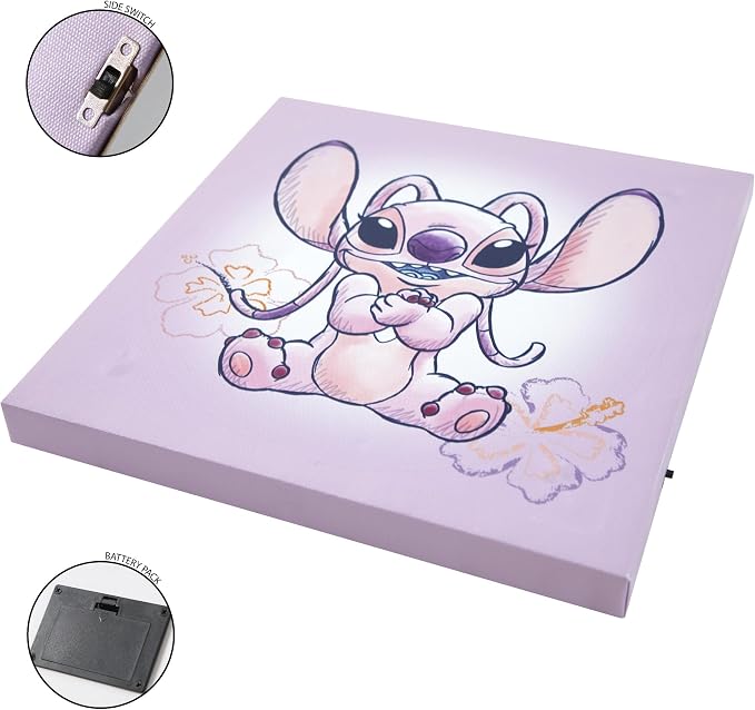 Disney Stitch 4-Pack Canvas LED Wall Art Set,Children’s Hanging Wall Décor for Bedroom & Playroom, Each Piece 11" x 11"