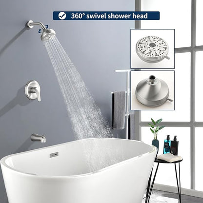 Tub Shower Faucet Combo Set Bathtub Faucet Set Shower System with Tub Spout Shower Tub Kit Shower Valve and Trim Kit Shower Fixtures Brushed Nickel