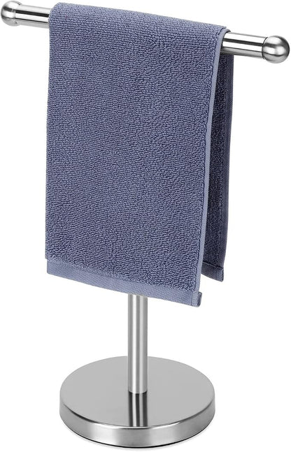 Hand Towel Holder, Hand Towel Rack Stand with Heavy Weighted Base, Countertop Hand Towel Holder Stand for Bathroom，SUS304 Stainless Steel (Silver-Brushed)
