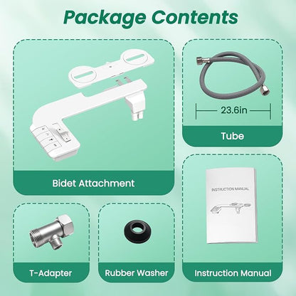 Bidet Attachment for Toilet,Self Cleaning Slim Bidets for Toilets,Non-Electric Dual Nozzle for Frontal & Rear Wash,White