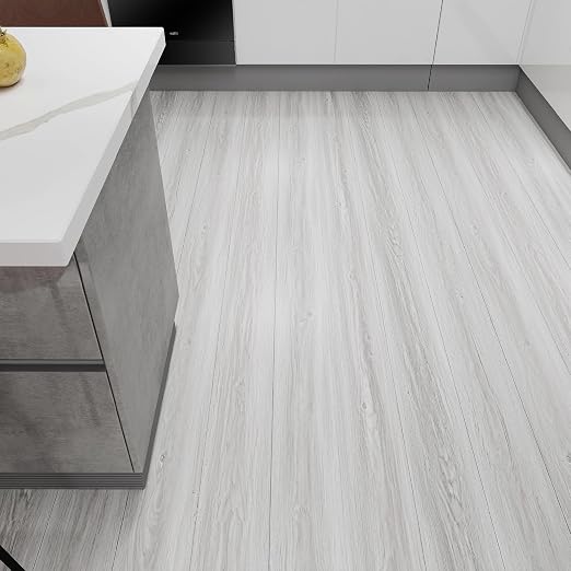 Wood Grain Peel and Stick Floor Tiles, 11.8" W × 394" L, Light Color | Cover 32.29 Sq.ft, Soft wood‑look finish, Easy to cut, Non‑slip texture, Helps protect floors, Removable, Waterproof